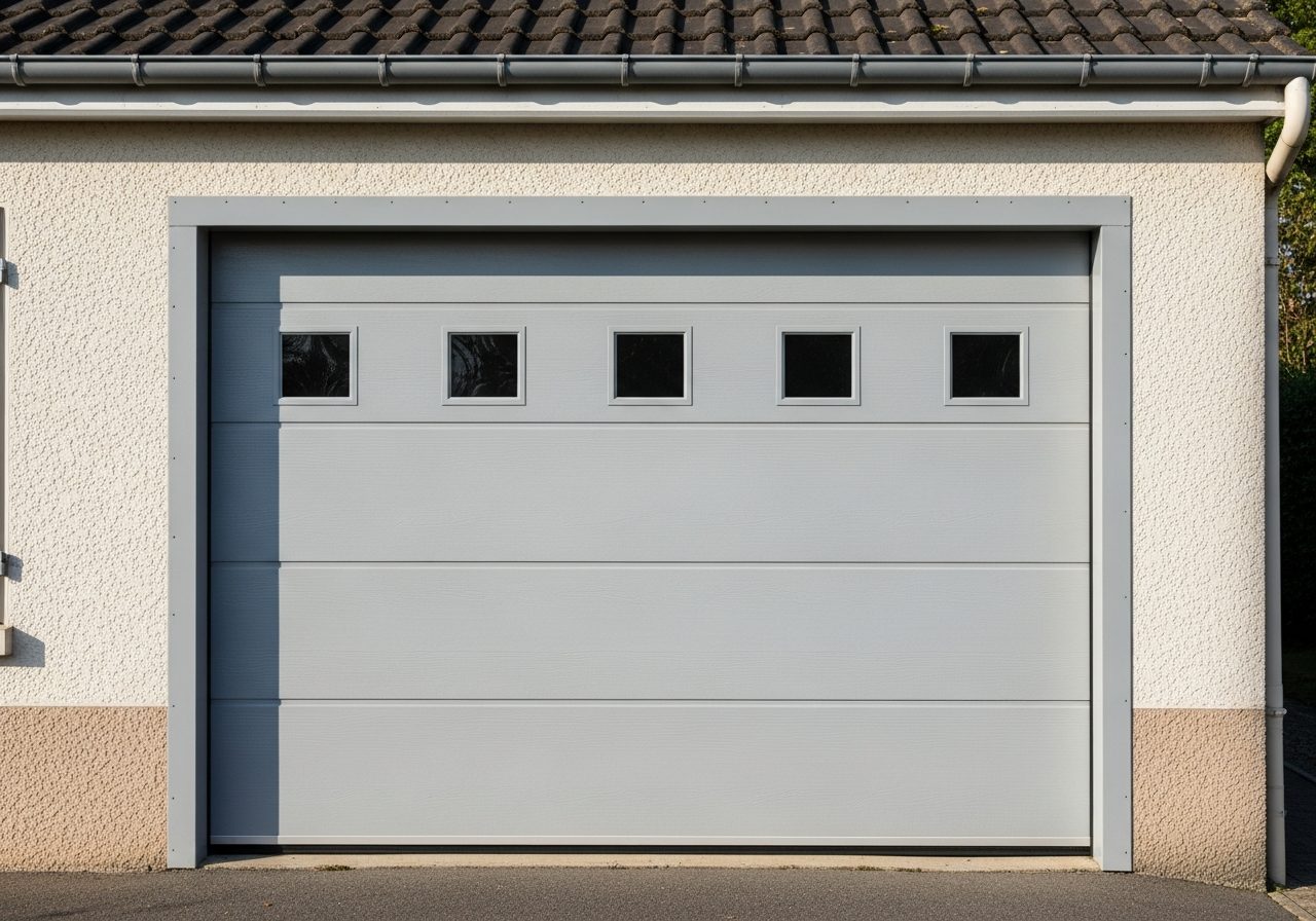 Porte de garage avec hublots
